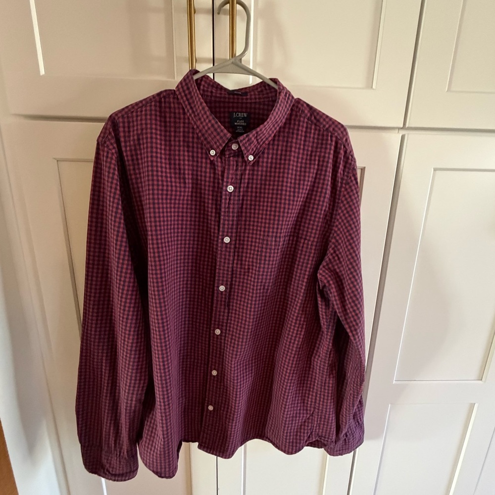 J. Crew Burgundy and Navy Checkered Shirt- SlimXXL